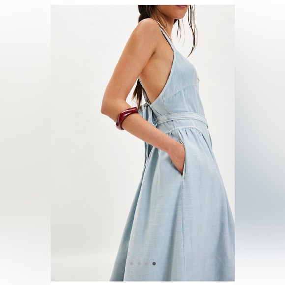Free People Merrick Midi Dress in Niagara Mist Size Small NWOT Retail $148 - Picture 4 of 10